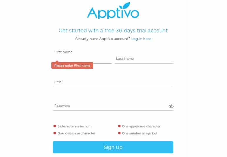Apptivo 30 days free trial
