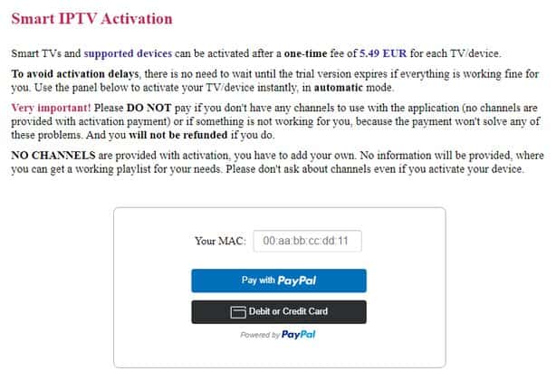 Input your MAC Address in the box labeled "Your MAC:" then make payment
